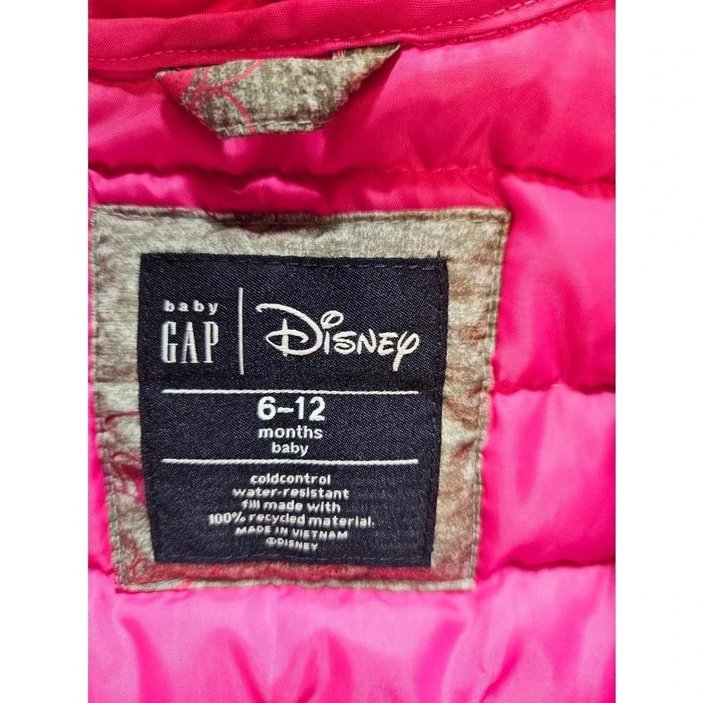 Baby Gap Disney Minnie Mouse ColdControl Puffer Jacket Gray Pink 6-12 Months